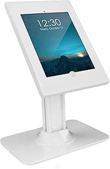 iPad Kiosk Stand, Anti-Theft Tablet Kiosk with Locking Countertop Enclosure & Freestanding Base, Compatible with iPad Pro, iPad Air & Gen 7–11 (10.2–11"), White