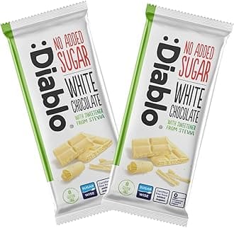 – Diablo No Added Sugar White Chocolate – No Added Sugar Chocolate Bar Sweetened with Stevia, Gluten Free, Ideal for Any Occasion, Birthdays, Valentines, or Gift Hampers, 75g (Pack of 2)