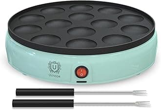 ULTICOR Mini Pancake Maker – 14-Hole Electric Poffertjes Pan – Non-Stick Dutch Mini Pancakes Griddle – Easy to Use, Easy to Clean – Perfect for Breakfast, Desserts, Snacks & More
