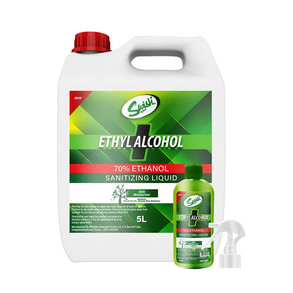 Swish Super Ethyl Alcohol 70% Sanitizing Liquid 5L + 250ml Spray (Mild Exotic Cherry Blossom Fragrances)