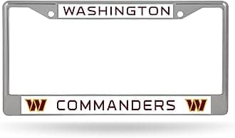 Rico Industries NFL Football Premium 12" x 6" Chrome Frame with Plastic Inserts - Car/Truck/SUV Automobile Accessory