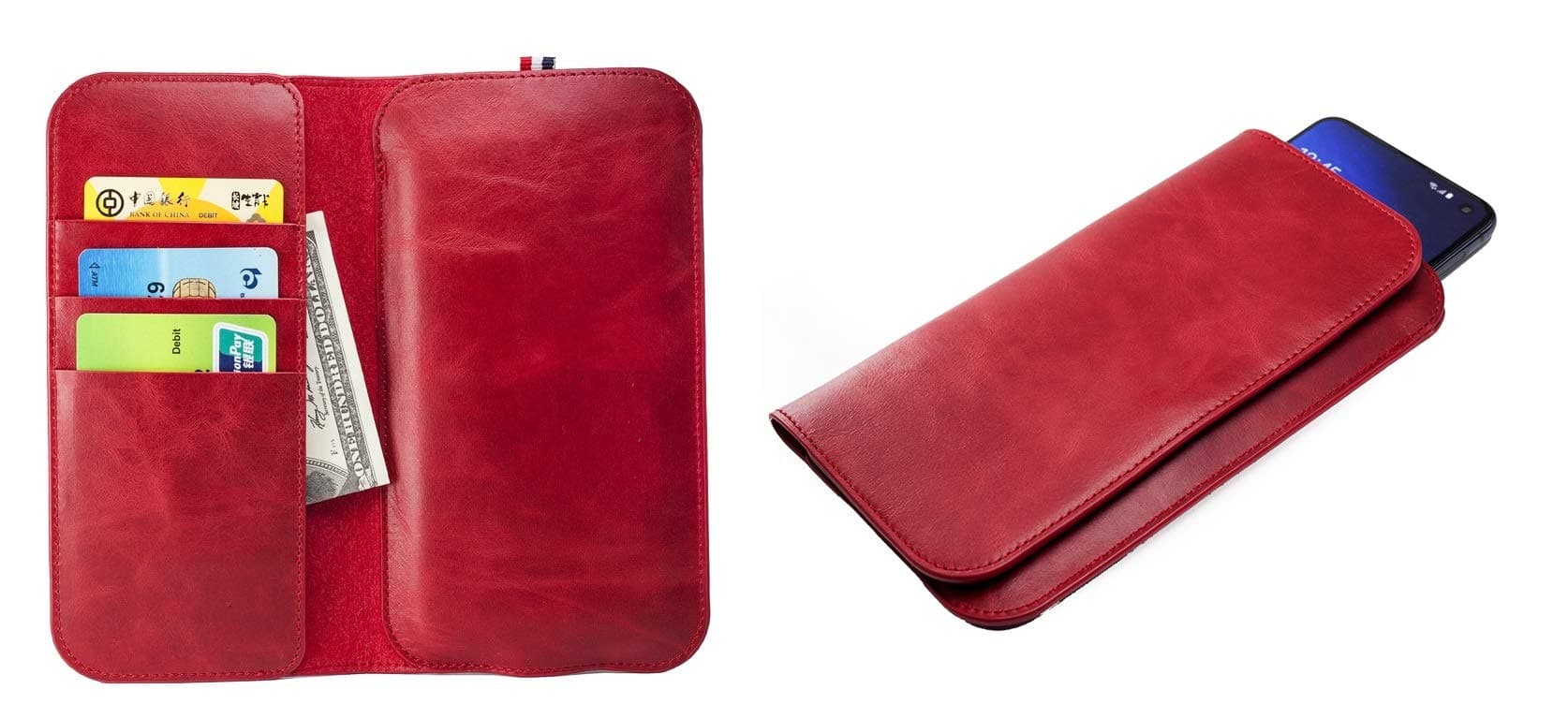 HITFIT Rich Leather Pullup Pouch Case Cover Compatible with Huawei Mate RS Porsche Design - Red