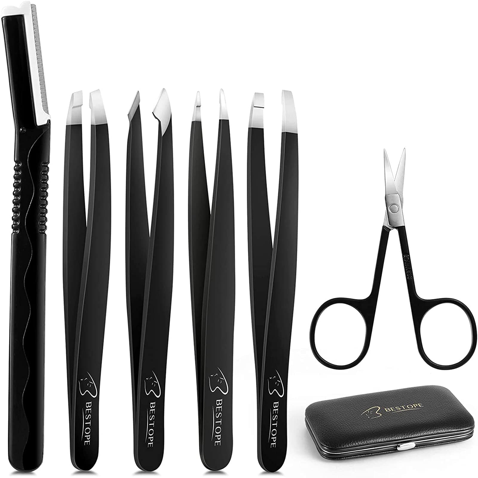 BESTOPE Eyebrow Tweezers Precision Tweezers  6Pcs