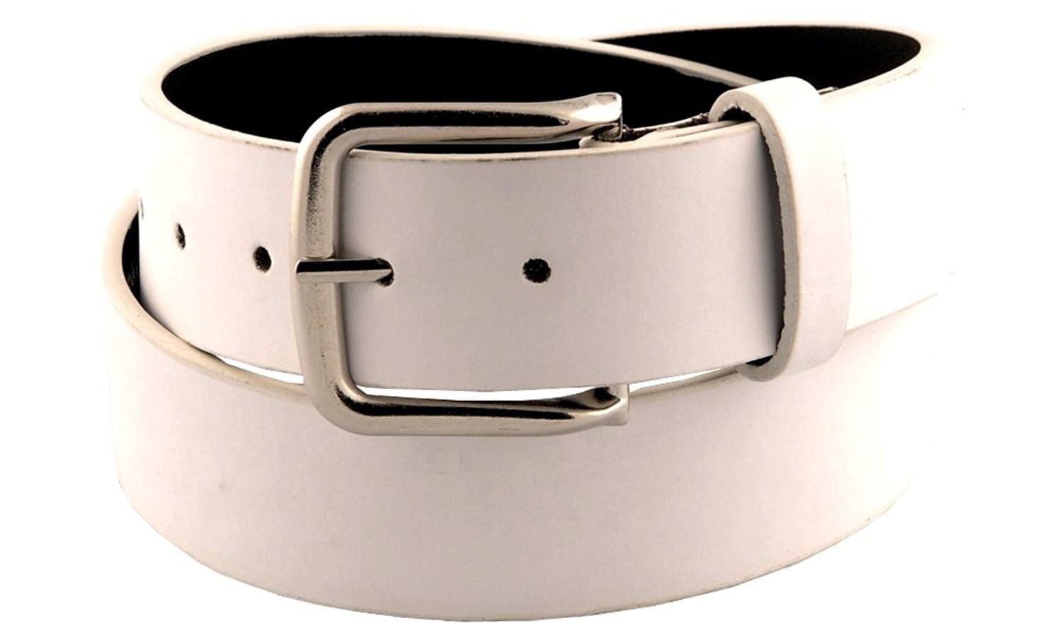 Womens Classic Smooth Faux Leather Belt White Small