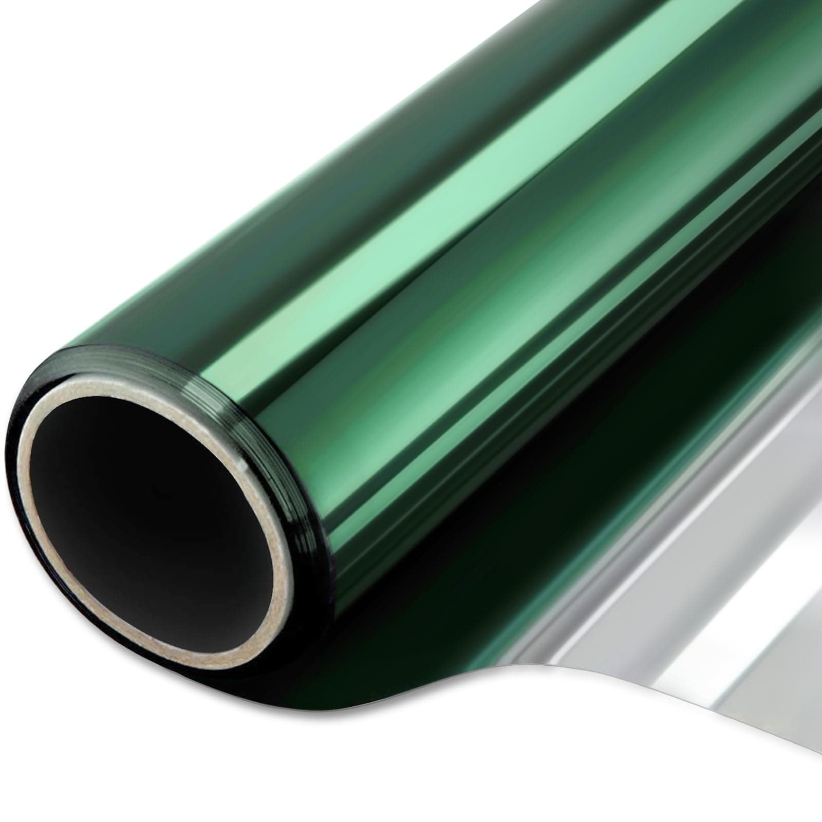 WPCTEV WPCTEV Window Film One Way Mirror Film Privacy Static Non-Adhesive Decorative Heat Control Anti UV Window Tint for Home and Office Green Silver 6 Mil 17.5 Inch x 16.4 Feet