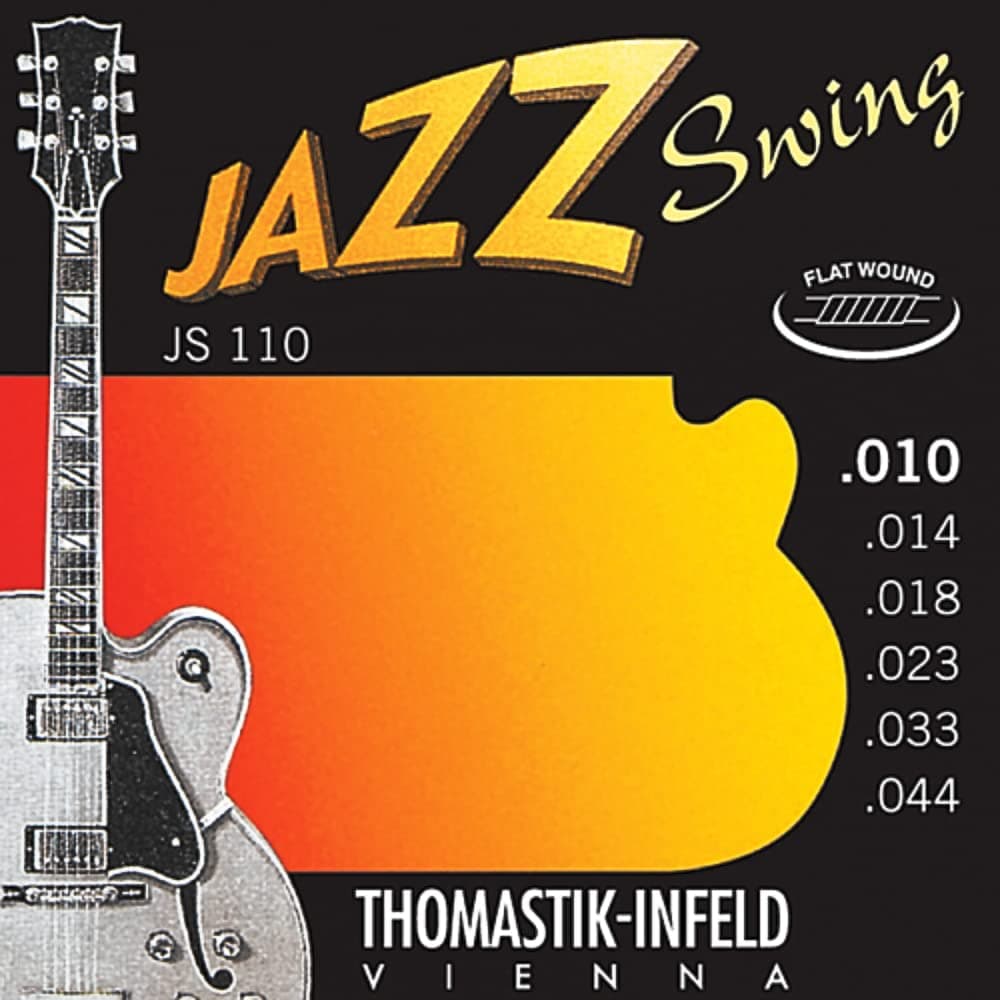 Jazz Guitar Swing Series 6 String - Electric Flat Wound Guitar Strings for a Rich and Warm Traditional Jazz Sound - Pure Nickel Flat Wounds E, B, G, D, A, E Set
