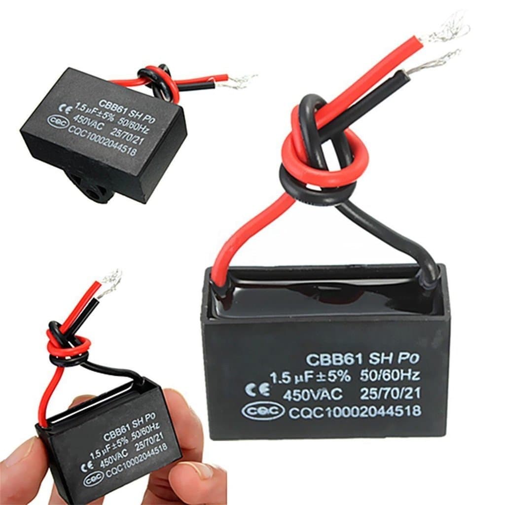2x 450V 1.5uF CBB61 Terminal Ceiling Fan Motor Running Rectangle Capacitor