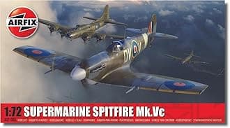 Airfix Model Set - A02108A Supermarine Spitfire Mk.Vc Model Building Kit - Plastic Model Plane Kits for Adults & Children 8+, Set Includes Sprues & Decals - 1:72 Scale Model