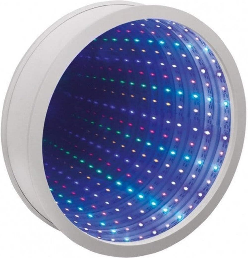 Playlearn White Infinity Mirror | Light Up Sensory White Mirror 25cm Multi-Colour 42-LED