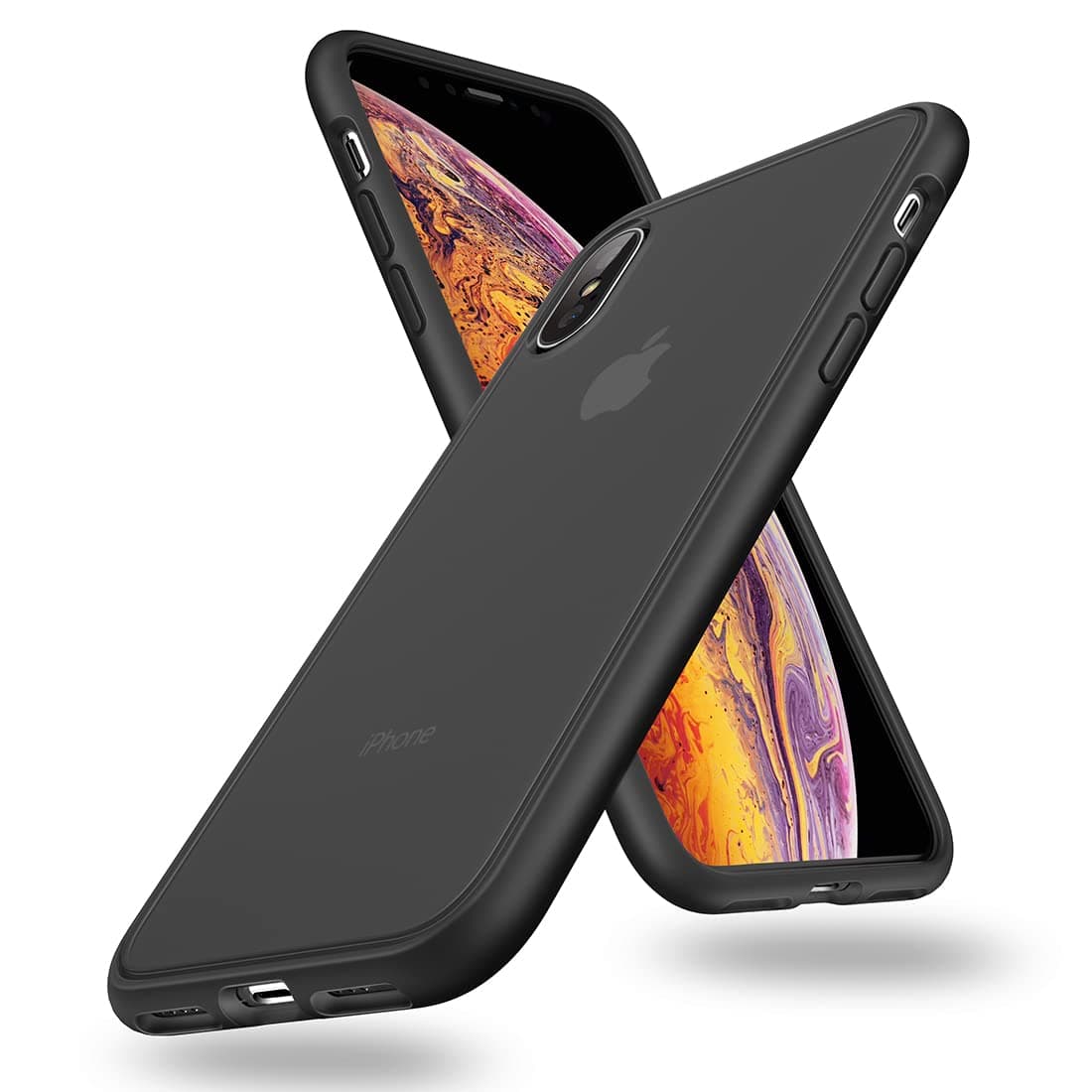 Humixx Shockproof Series for iPhone X Case/iPhone Xs Case [Military Grade Drop Tested] [Upgraded Nano Material] Translucent Matte with TPU Bumper, Protective Phone Case for iPhone X/XS - Black
