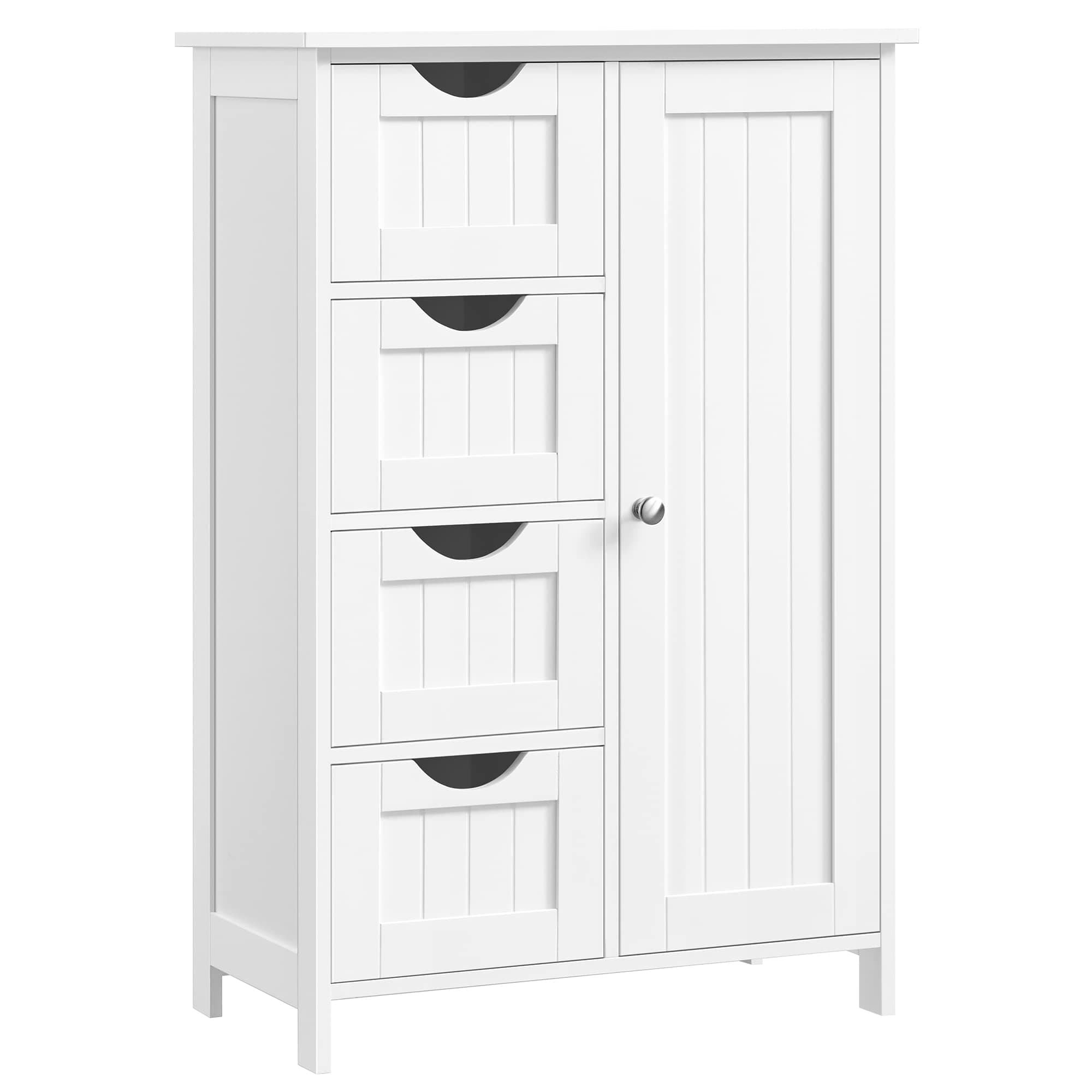 Vasagle Bathroom Storage Cabinet, Floor Cabinet With An AdjUStable Shelf And 4 Drawers, White Lhc41W