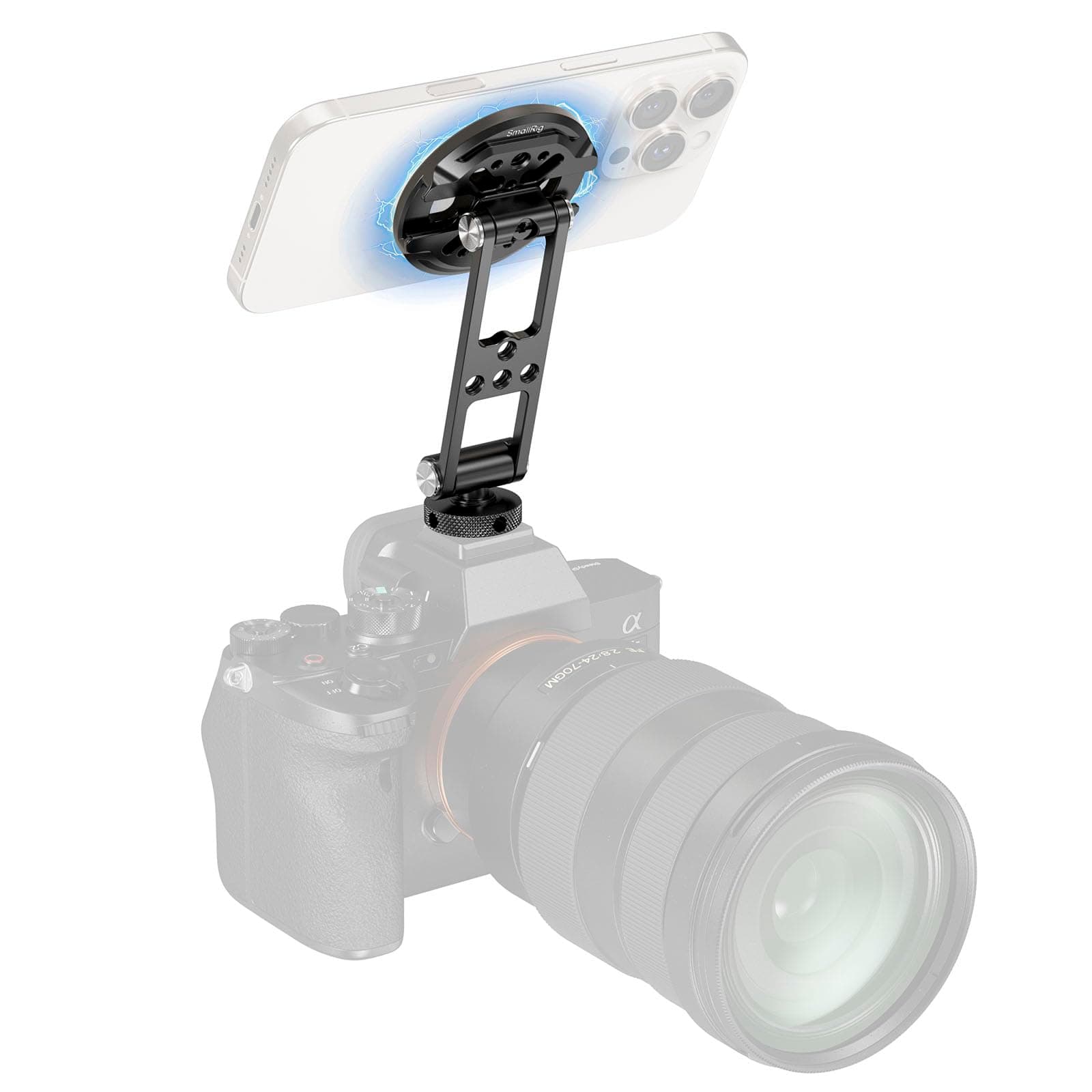 SmallRig Magnetic Metal Phone Mount with Cold Shoe Mount, Adjustable Rotatable Phone Tripod Holder Adapter for iPhone, Camera Monitoring, Tripods, Stabilizers - 5156