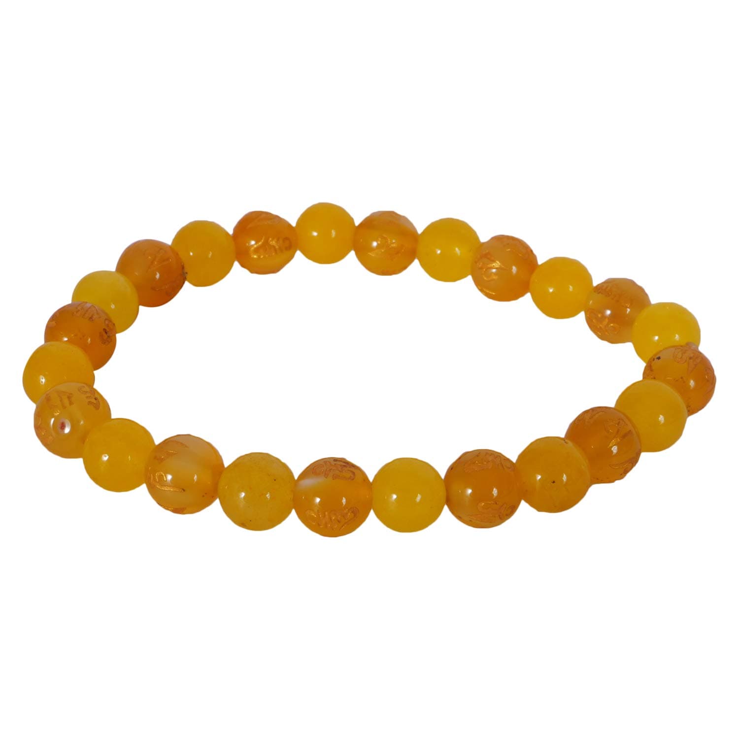 Rabela ® Original Yellow OM jade for the Solar Plexus chakra Manipura Beads stone Bracelet Bracelet Beads stone Bracelet Free size elastic Natural Healing Energy Handmade unisex bracelet BRC-014