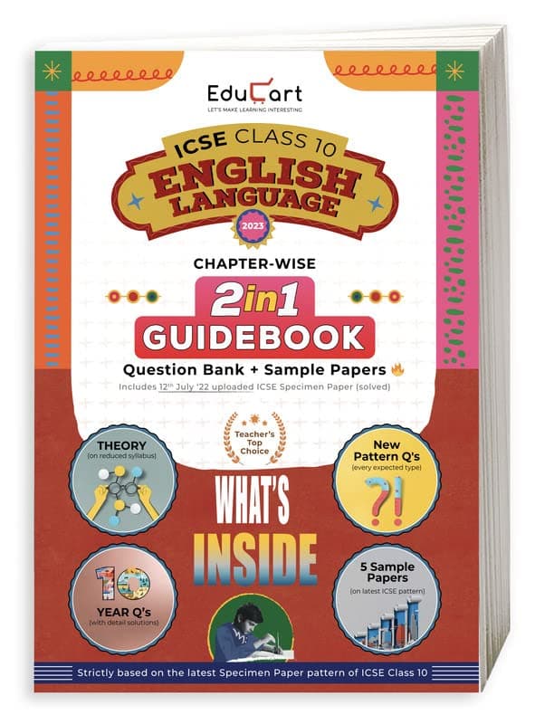 Educart ICSE Class 10 English Language Guidebook 2023 Question Bank + Sample Papers (For 2022-23 Exam) (Including Previous 10 Years Questions)