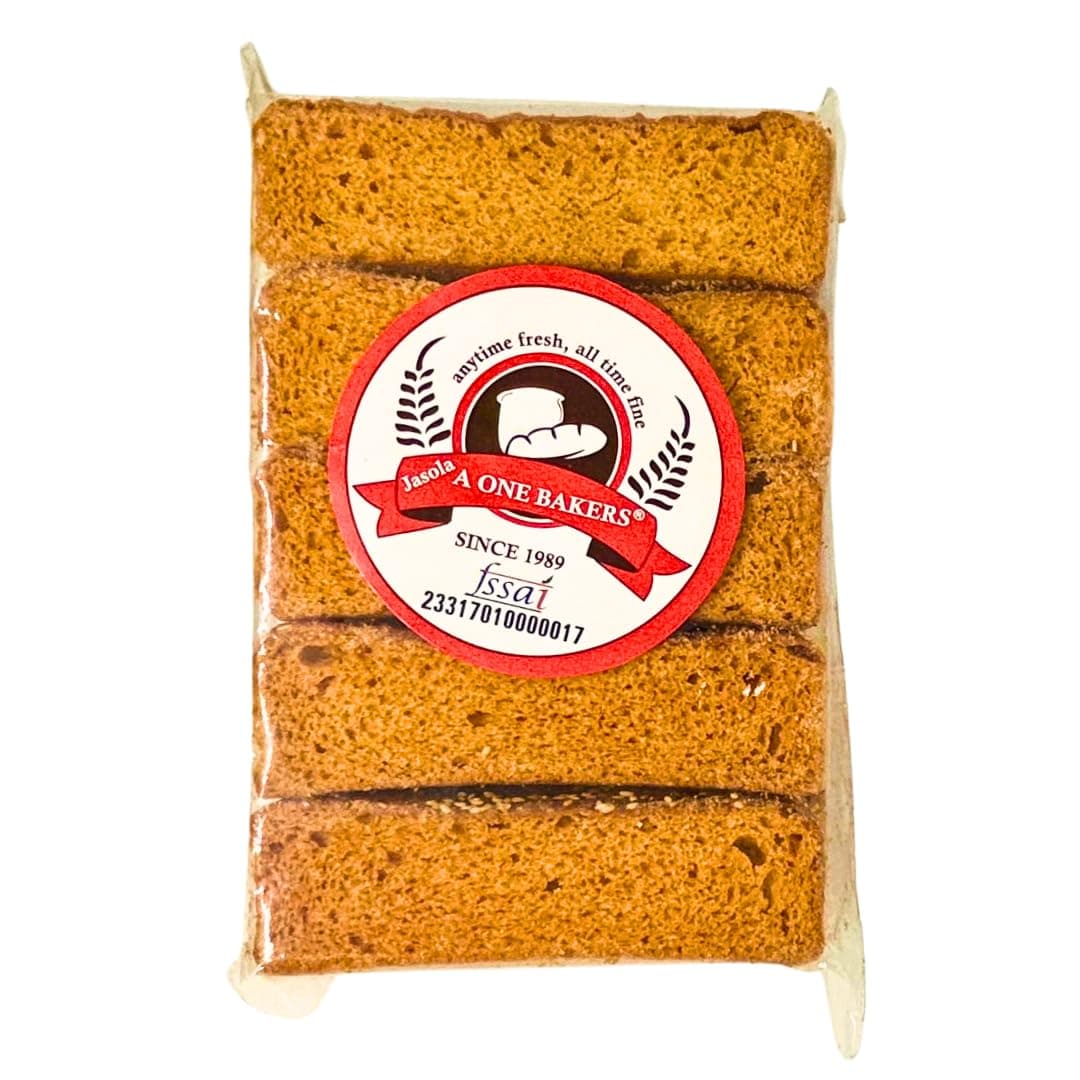 One Bakery Toastea Premium Bake Rusk, low sugar Diet Rusk with Semolina & Cardamom, Pack of 2 (450g X 2)
