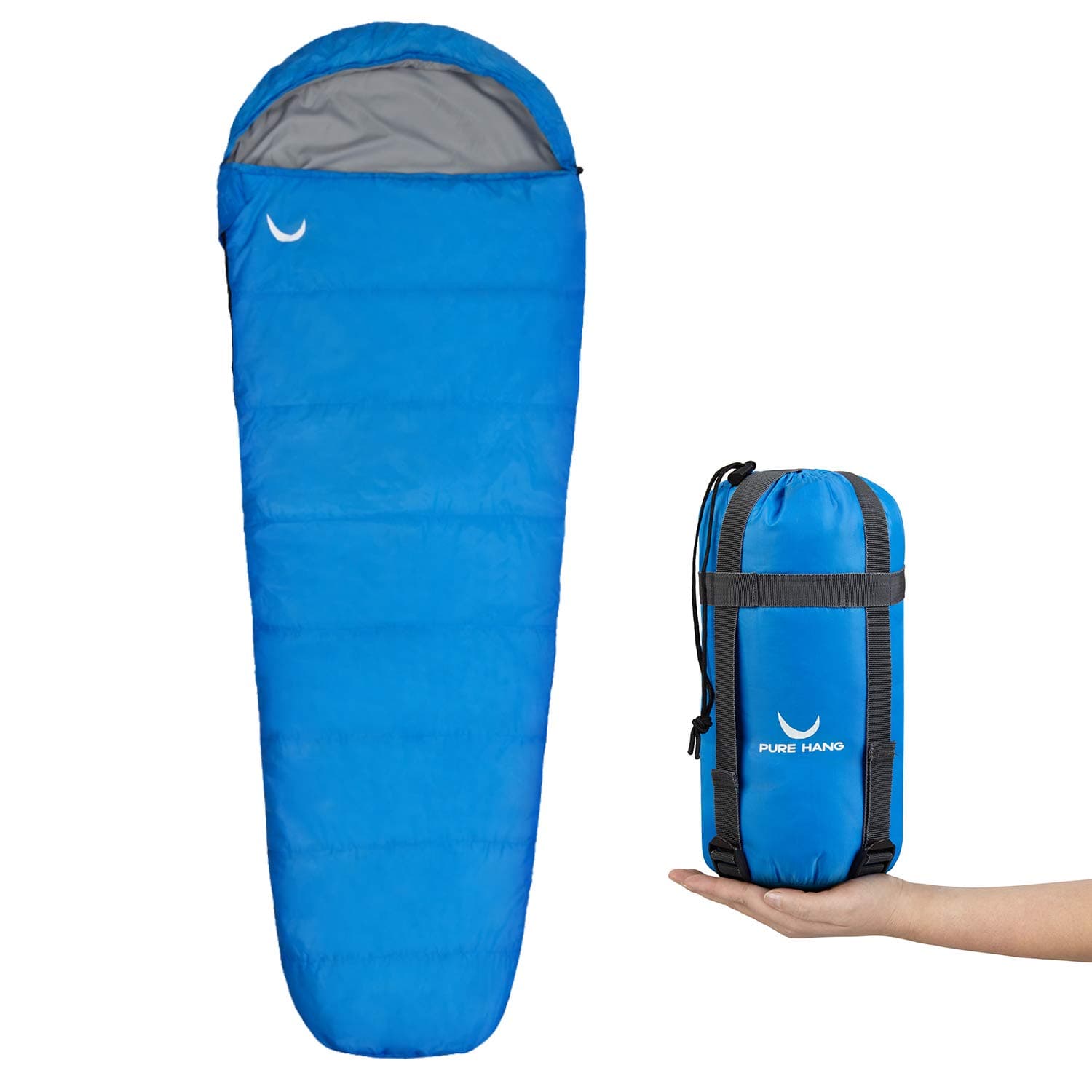PURE HANG Mummy Sleeping Bag Ultra-Light Compact Waterproof Small Pack Size Warm for Adults Kids Camping Outdoor Traveling Trekking Hiking Backpacking Festival - Includes Compression Sack