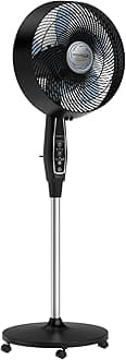 Rowenta, Pedestal Fan, Extreme Outdoor Fan with Remote, 65 Inches, Ultra Quiet Fan, Oscillating, Portable, 3 Speeds, Digital Control, Black, Ourdoor, VU4510
