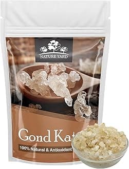 NATURE YARD Gond Katira Pure Organic (almond gum) tragacanth Crystals - 100% Natural Superfood with Cooling Properties | Almond Gum | Badam Pisni | Chahar Gond (400 gm (Pack of 1))