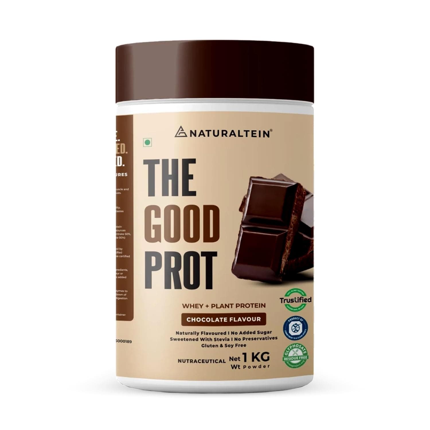 The Good Prot – 1 kg (Chocolate) | 22 g Protein per Serving | No Artificial Flavours | Plant & Whey Protein Blend | Naturally Sourced Protein for Strength & Recovery