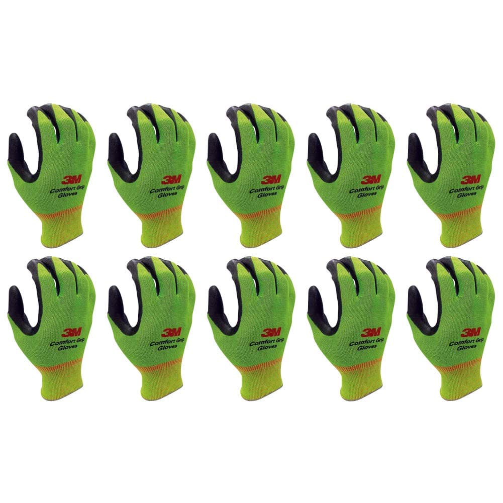 3M Lightweight Nitrile Foam Coated Best Work Gloves, Washable_Smart Touch 10 Pairs Pack (Medium, Green)
