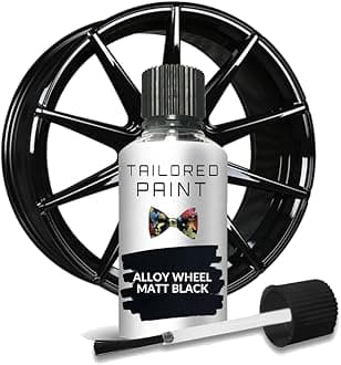 Black Alloy Wheel Rim Touch Up Paint - Use On Painted Powder Coated Wheels 30ml For Car, 4x4, SUV, Lorry, Truck, Caravan Campervan Curbed, Scratched Wheels (Matt Dull Finish)