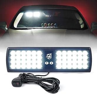Xprite White 48LED Visor Strobe Flashing Lights Sunshield Hazard Warning Light for Law Enforcement Emergency Vehicles Trucks