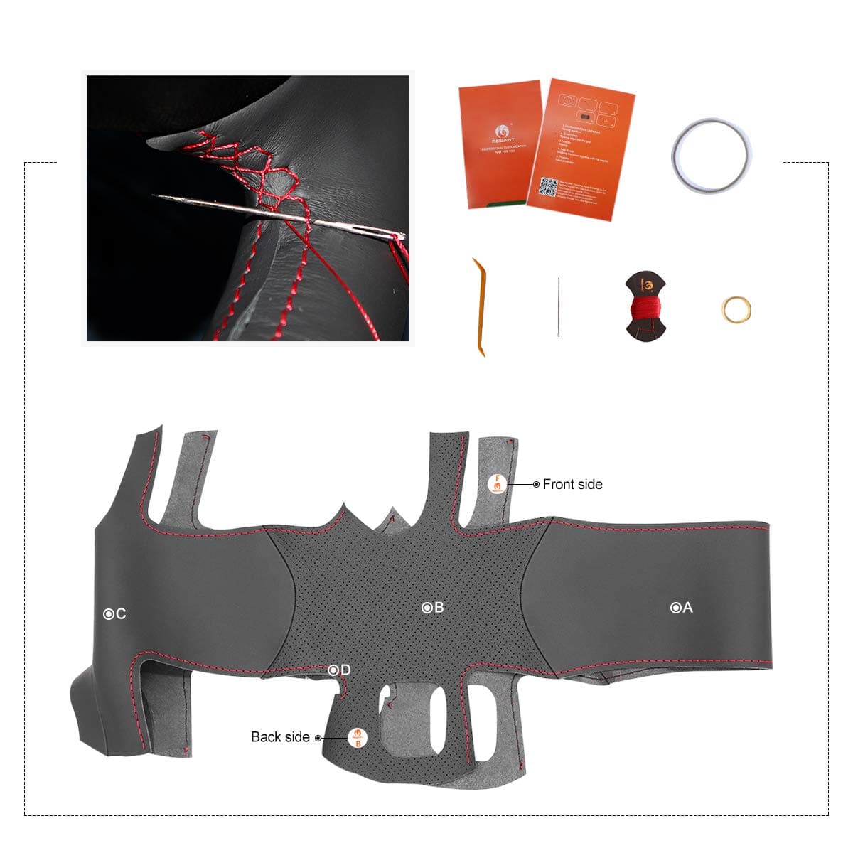 MEWANT Customized Black Microfiber Leather Car Steering Wheel Cover for Dodge Challenger 2015-2021 / Dodge Charger 2015-2021/ Dodge Durango 2018-2021