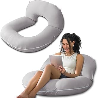 INSEN Reading Pillow, Back Pillow for Sitting in Bed and Couch, Gaming Pillow for Adults, Sit Up Support for Bed, Cooling Tencel, Grey