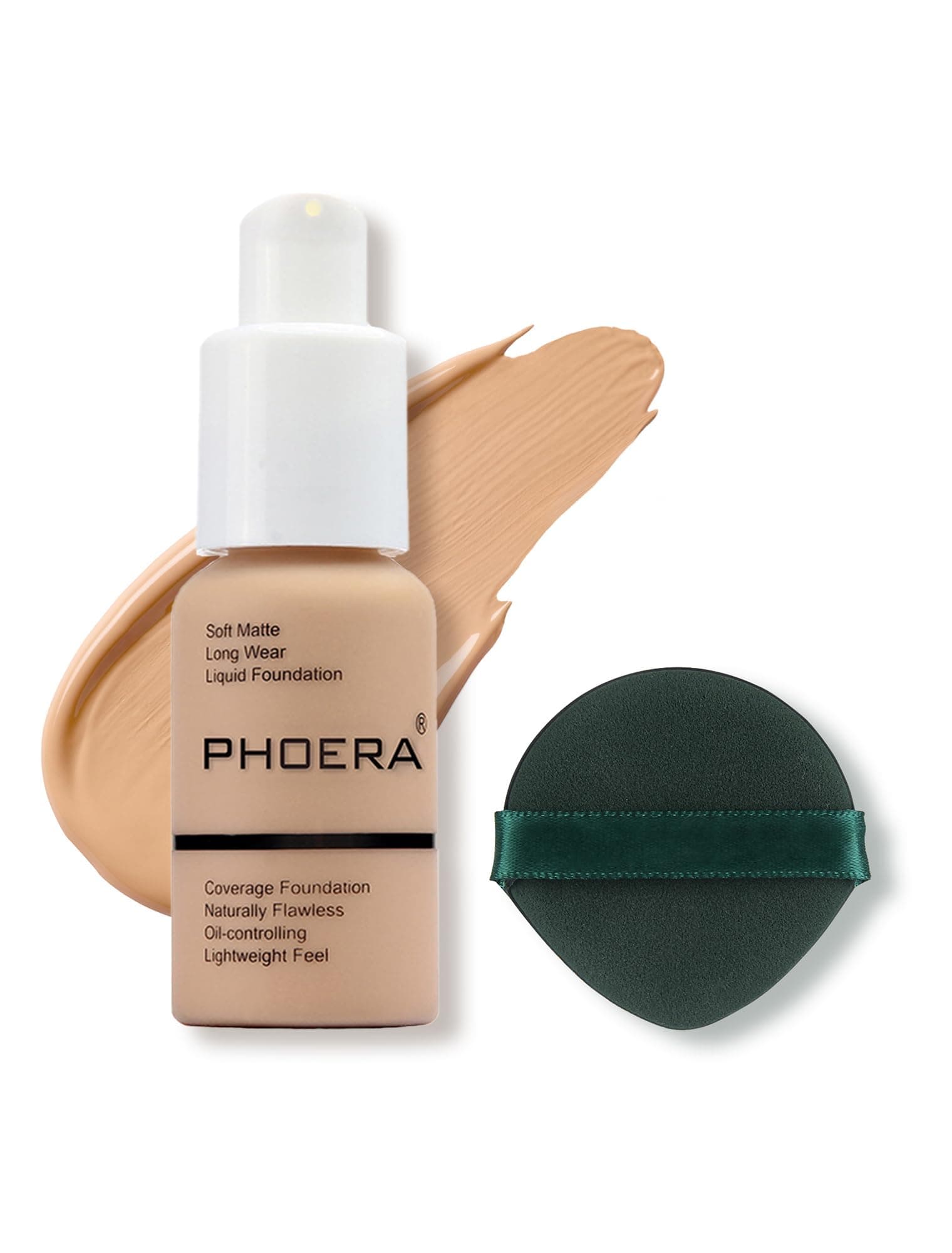 PHOERA Foundation Makeup, Flawless Soft Matte Oil Control Liquid Foundation, Full Coverage Mattle Oil-Control Concealer for Older Women, Great Choice For Gift (#104 Buff Beige)