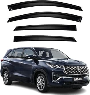 Premium Smoke Car Door Visor Front+Rear Sun/Rain Guard Outside Mount Tape-On Window Visors Compatible with Toyo-ta Innova Hycross (2025)