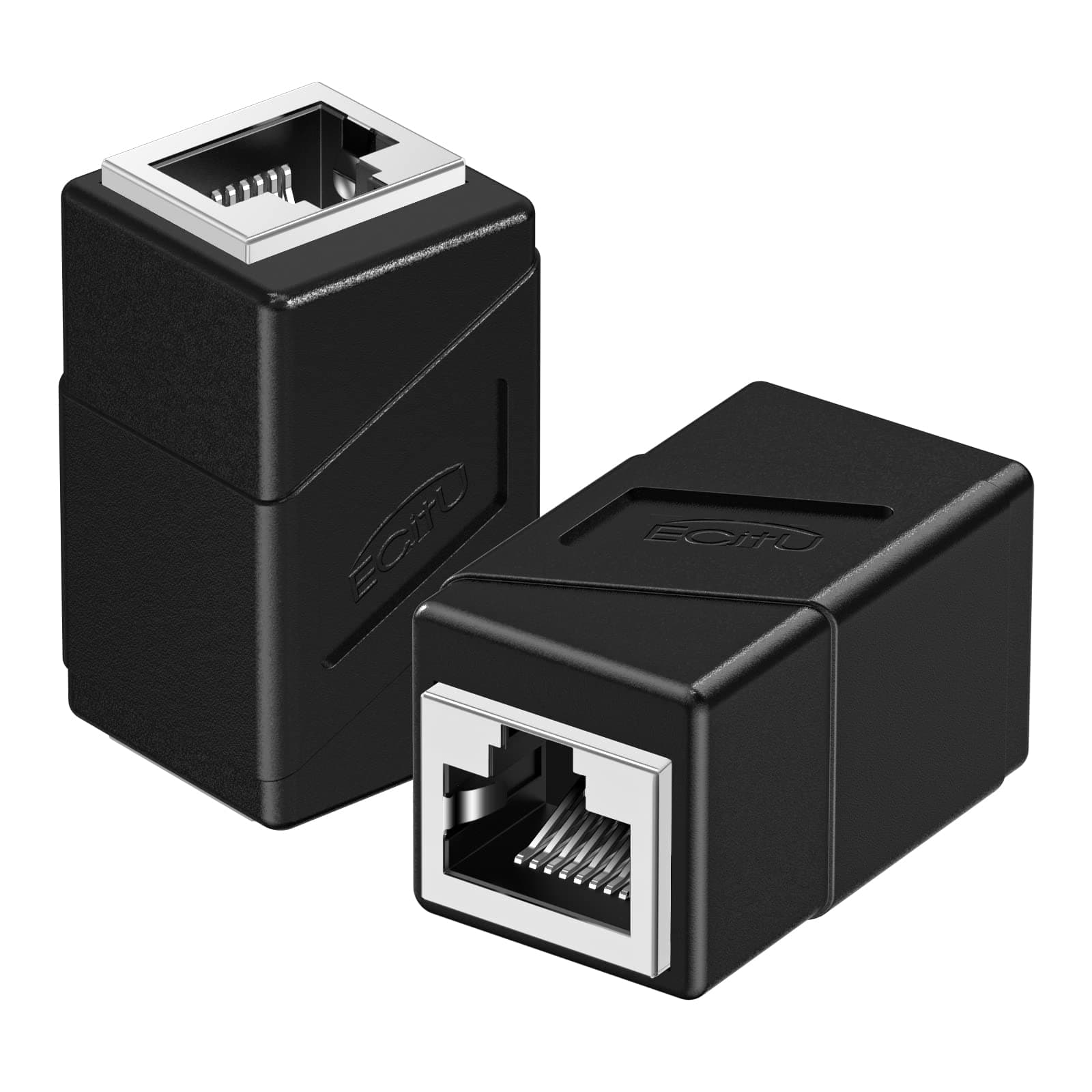 RJ45 Coupler, 2 Pack Ethernet Adapters Female to Female, Patch Cable Extender Adapter, 8-Pin Modular Straight Through, Network Connectors for Cat8/Cat7/Cat6/Cat6a/Cat5e/Cat5 Cable(Black)