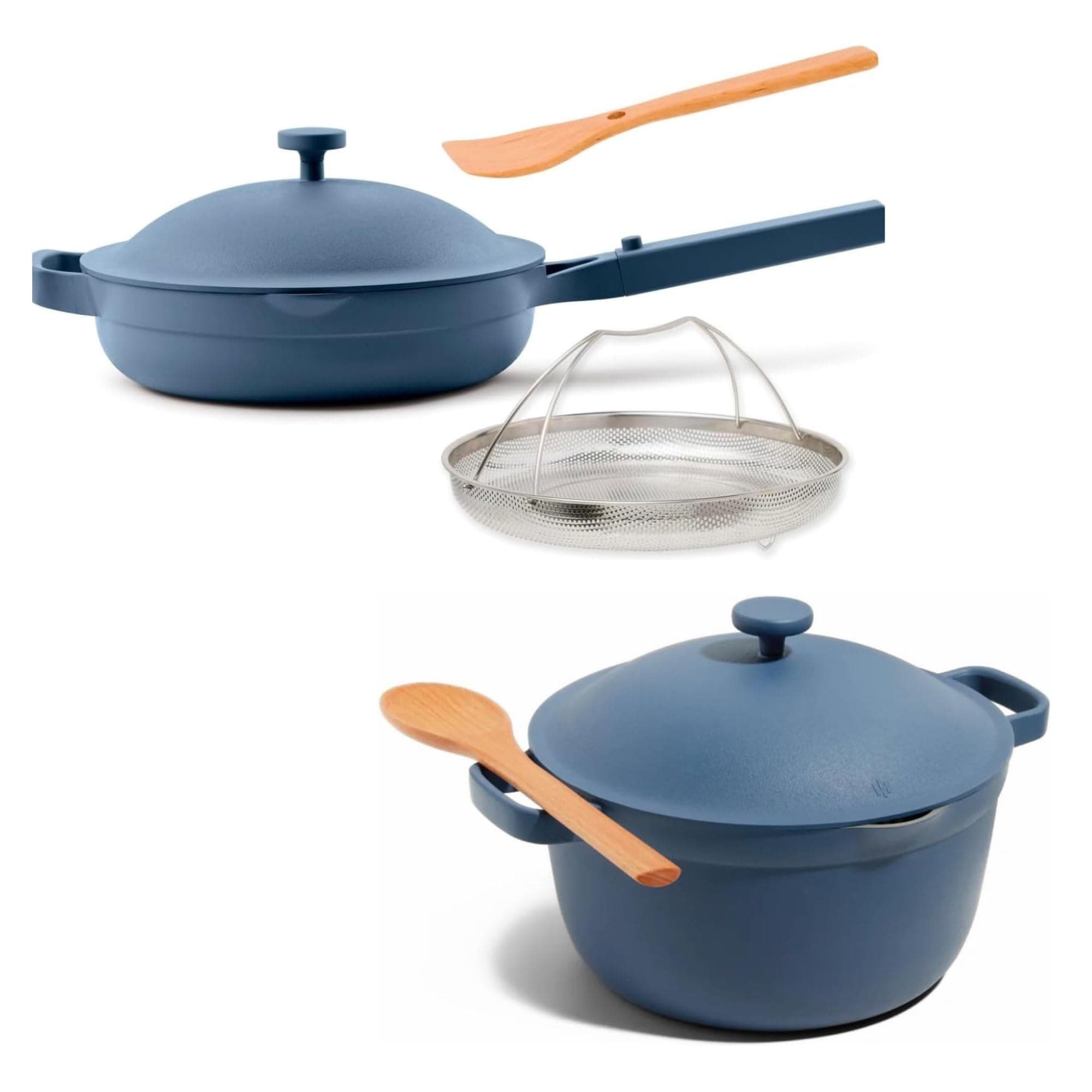 Our Place Cookware Duo - 7-Piece Set Including the Always Pan, Perfect Pot and Spatulas | Multifunctional, Toxin-Free Nonstick | Heat Safe up to 450°F | Oven, Stove, Induction Compatible | Blue Salt