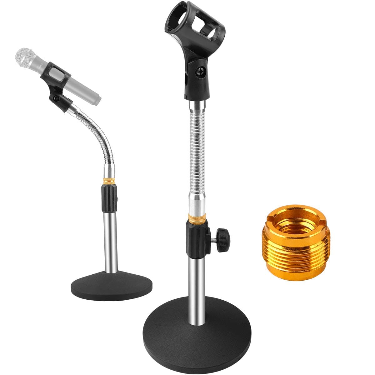 Eison Microphone Stand Desk Mic Stand Desktop Tabletop Microphone Stand with Gooseneck Mic Clip 5/8" Male to 3/8" Female Screw for Blue Yeti Snowball Christmas gift