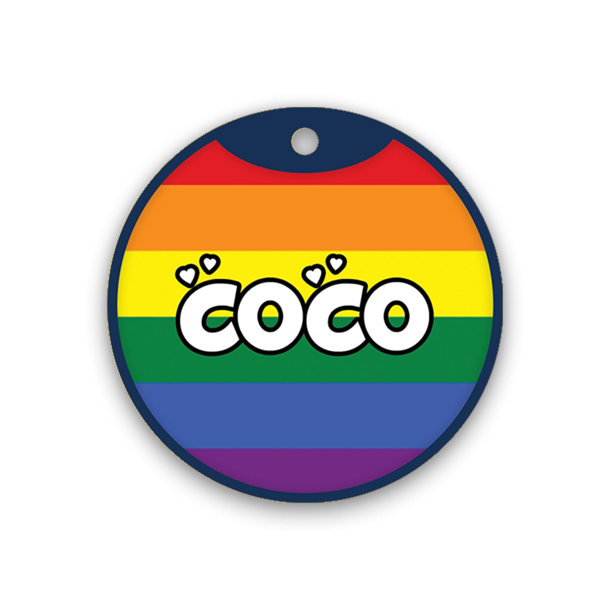 Pawsindia Personalized Dog Name Tag, Customized Pet ID Tag for Dogs with Double Side Waterproof Print, Pride-Navy Blue