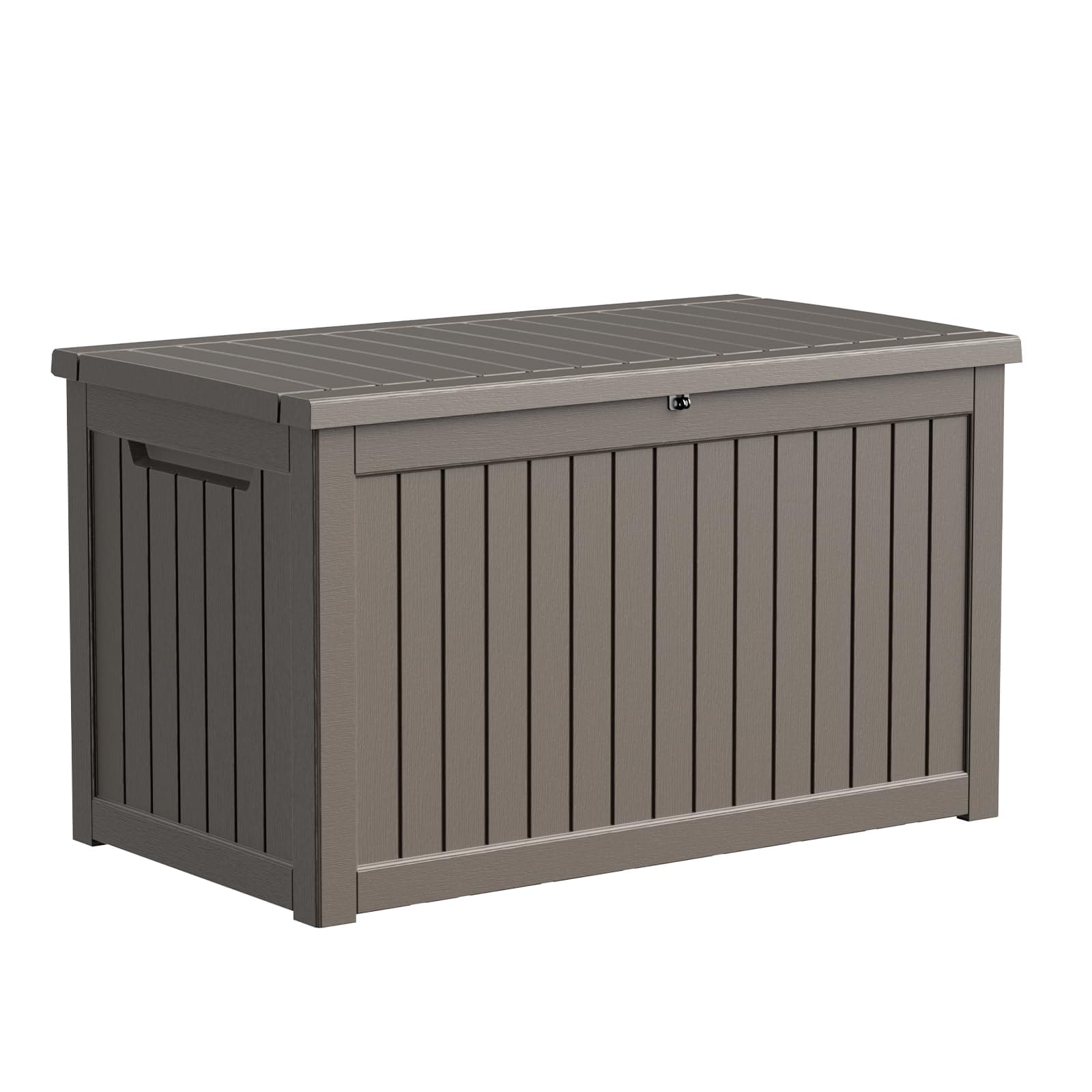 280 Gallon Resin Deck Box, Lockable Patio Outdoor Storage Box for Furniture, Garden Tools and Tools Storage, Waterproof Outside Storage Boxes - Grey
