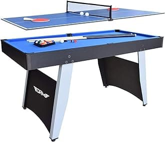 5FT 2 in 1 Combo Games Table Set- Billiard Table Pool Table Snooker Table + Table Tennis Table With All Accessories, Blue