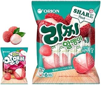 Korean Fruit Jelly Candy – Assorted Chewy Gummy Snacks – 5 Fruity Flavors (Grape, Plum, Lychee, Kiwi, Mango) – Individually Wrapped – Perfect for Kids & Adults – 알맹이젤리 (Lychee–1.26oz(36g) × 6pack)
