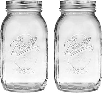 Regular Mouth 32-Ounces Mason Jar with Lids and Bands, Clear,(Pack Of 2)