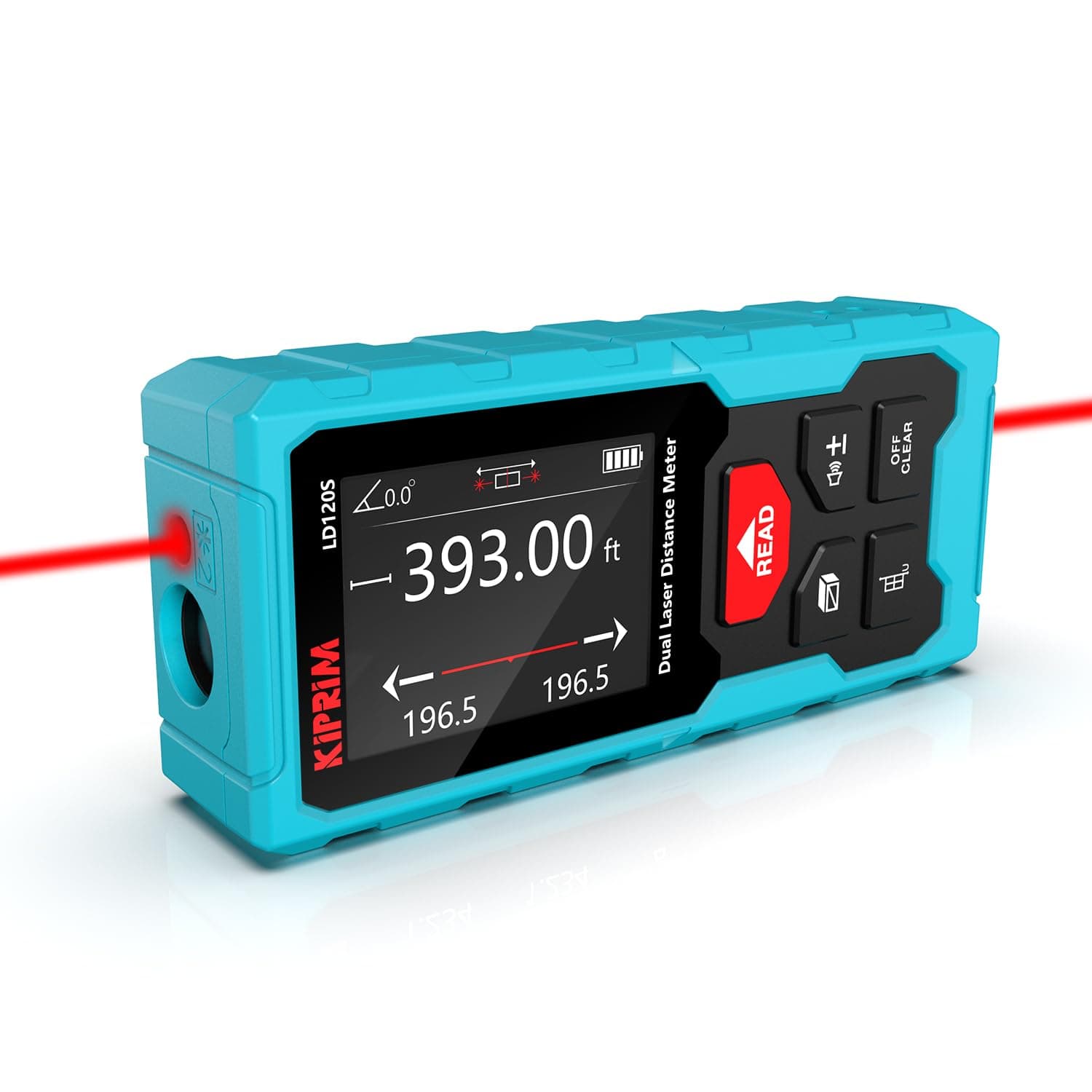 Kiprim 393ft Dual Laser Distance Measuring Tool LD120S, 120m Total Range, Electronic Level, Precise Measurements, and Pythagorean Function - Ideal for Construction, DIY, and Home Renovation