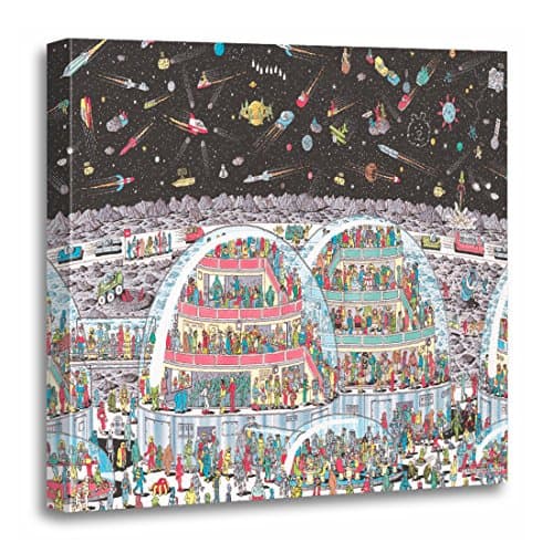 TORASS Canvas Wall Art Print Red Wheres Waldo in The Future Wally Artwork for Home Decor 20" x 20"