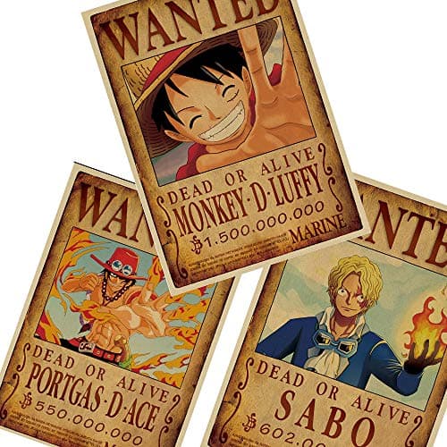 2018 Latest one Piece Wanted Posters Luffy ，Prints & Posters ，20.514inch (2-3Pcs)
