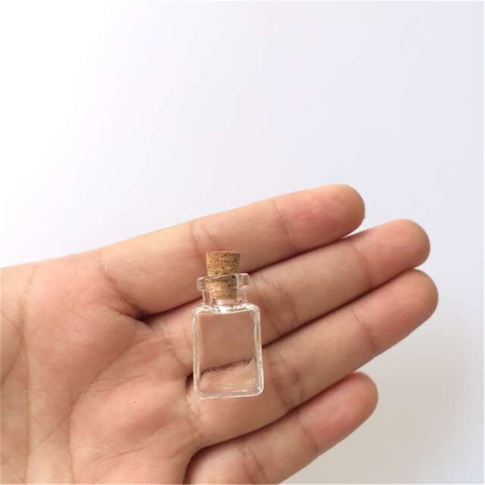 - Mini Glass Bottles Pendants Rectangle Transparent Bottles with Cork Littles Jars for Gift Pendants 10pcs (10, Rectangle)
