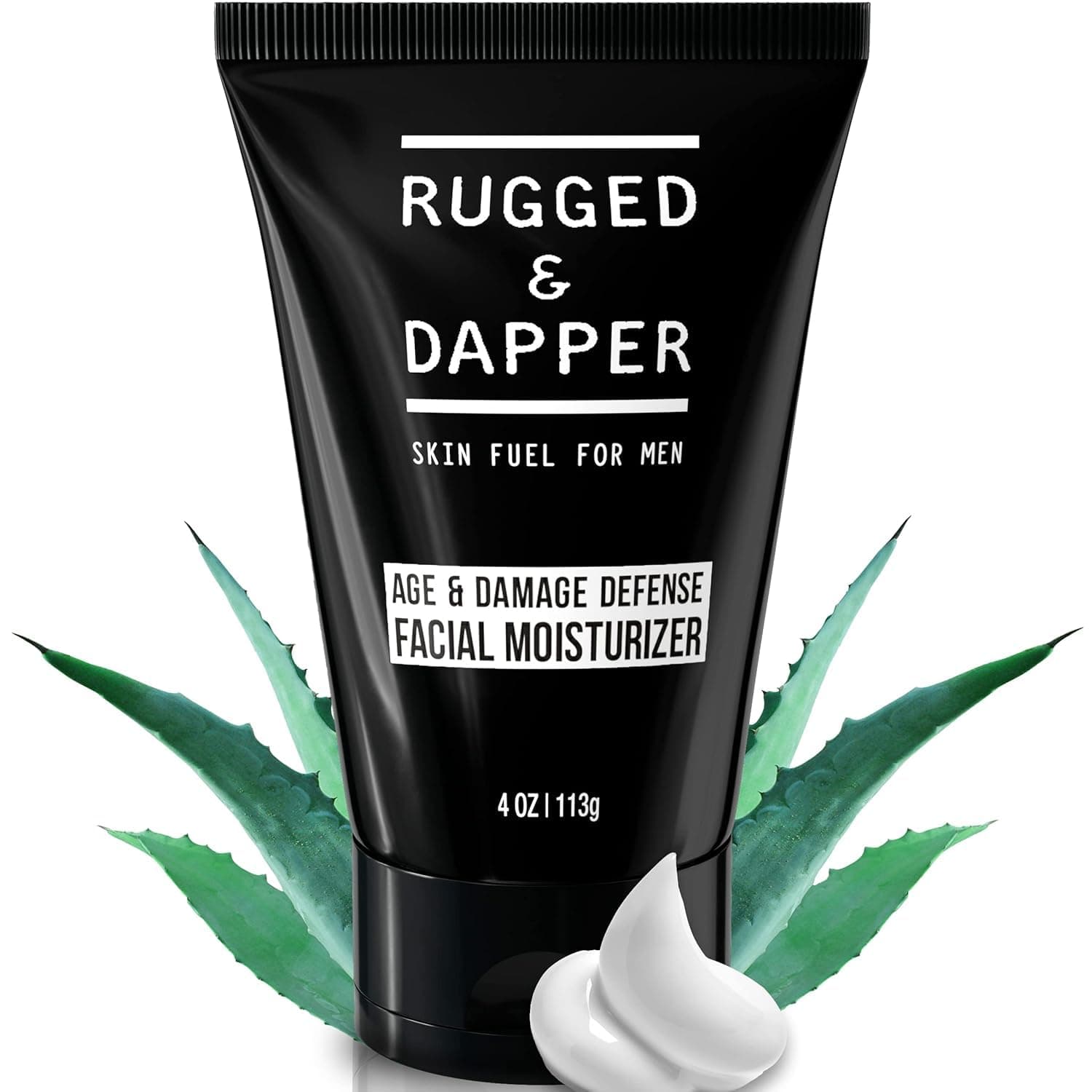RUGGED & DAPPER Age + Damage Defense Facial Moisturizer For Men - 118 ml - Soothing Aftershave Lotion & Anti-Aging Cream Hydrator In One - All Natural & Certified Organic