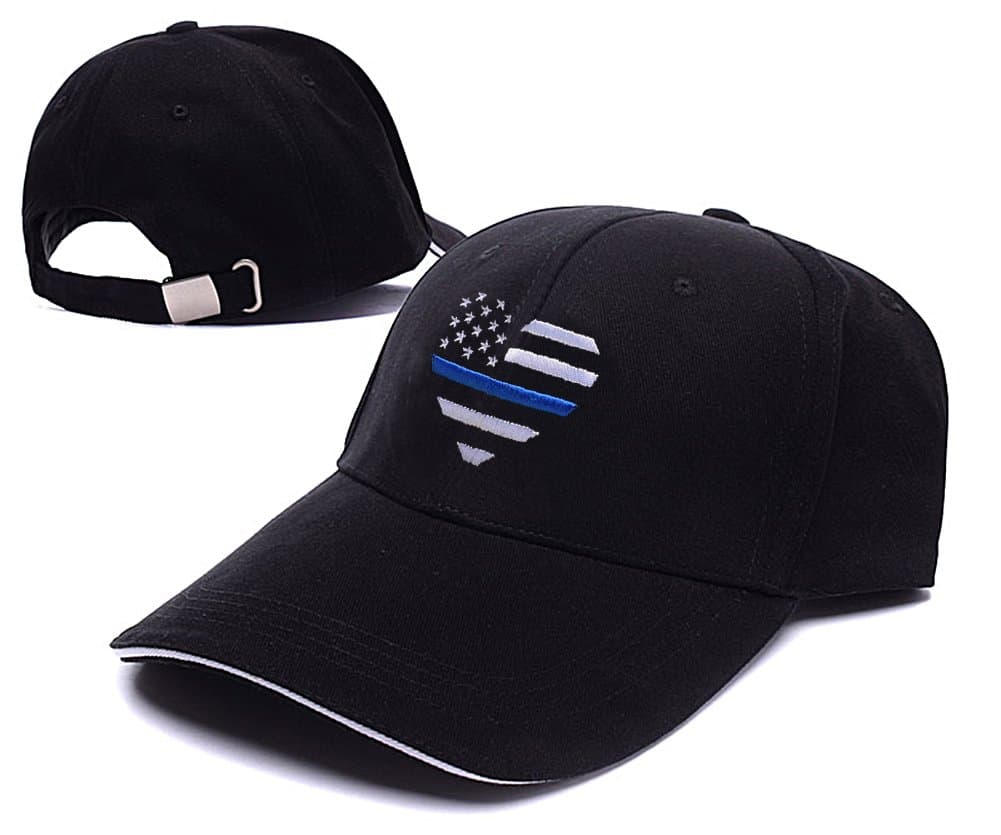 Yuduoduo Thin Blue Line Heart Logo Adjustable Baseball Caps Unisex Snapback Embroidery Hats