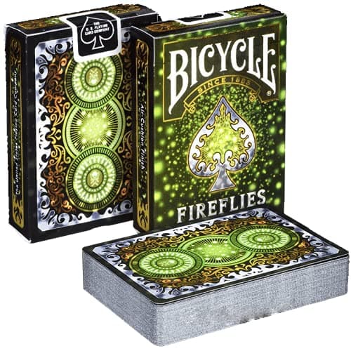 Bicycle Playing Cards Fireflies Design | Limited Edition Deck Pitch-Black with Glowing Effects, Silver