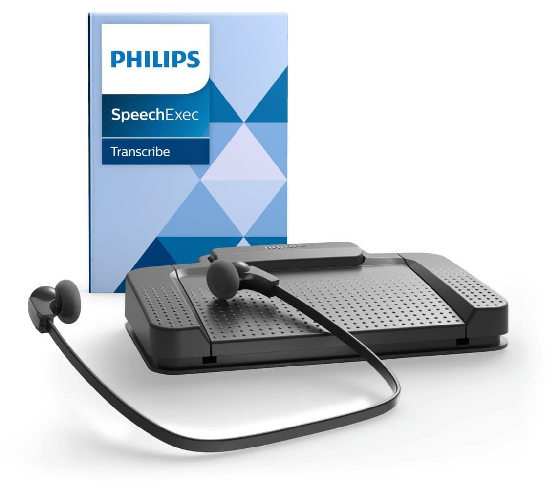LFH7177 Transcription Set with SpeechExec workflow Software, Stereo Headphones LFH0334, USB Foot Pedal ACC2330, Anthracite