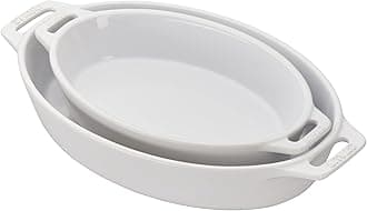 Ceramic Oval Baking Dish Set, 2-piece, White