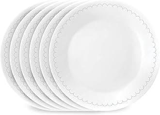 CorelleVitrelle 6.75" Salad Appetizer Plate Set, Triple Layer Glass and Chip Resistant, Lightweight Round Plates, 6-Piece Caspian
