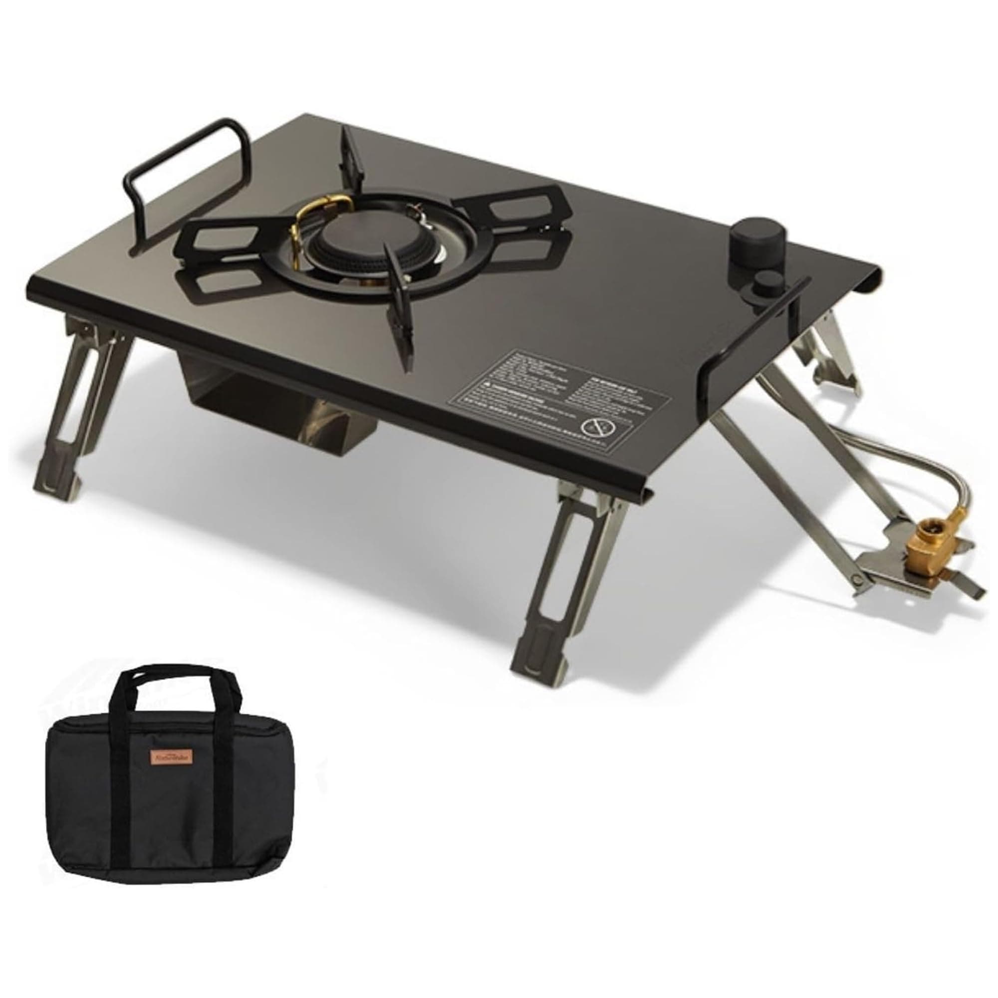 Naturehike Desktop & Embed Folding Single-Burner Gas Stove,13,648BTU Portable Gas Stove with Carrying Handle, Electronic Ignition Outdoor Camping Cooking Stove