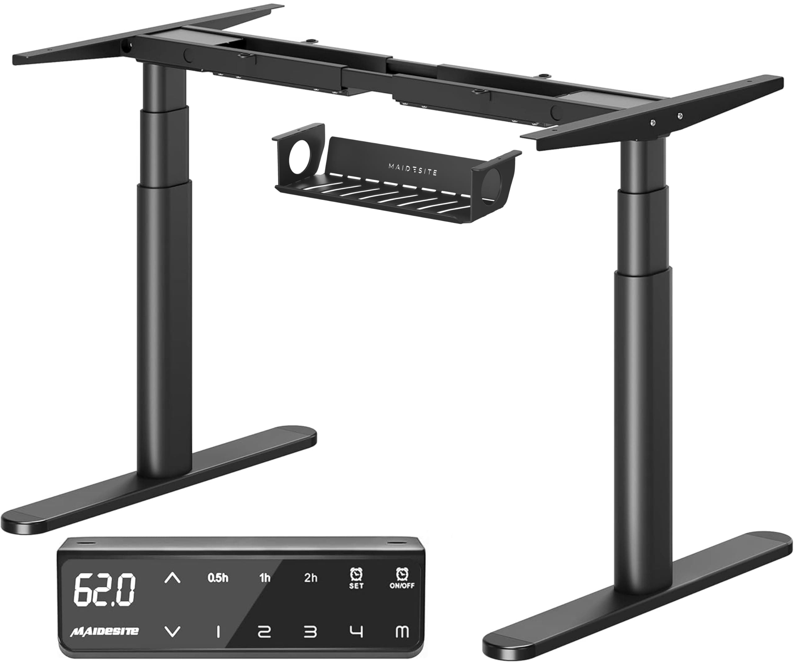 Height Adjustable Standing Desk Frame with Oval Leg Design, Dual Motor Electric Standing Desk Sit Stand Desk with 62-125cm, 4 Memory Keyboard and Anti-collision System